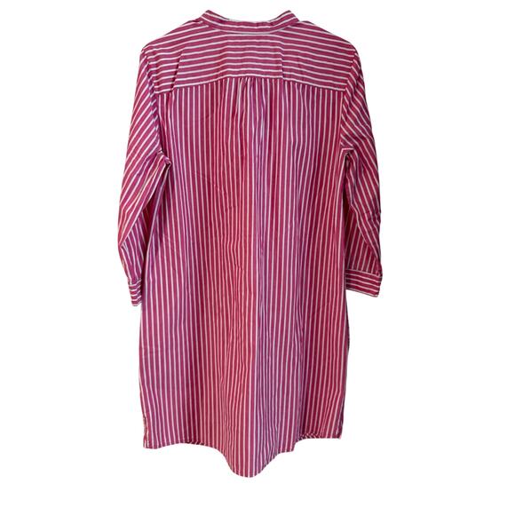 Tommy Hilfiger Pink White Striped Tunic Ruffle V-Neck Long Sleeve Pullover Large - Picture 3 of 7